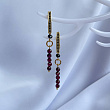Серьги длинные из Граната и черной Шпинели