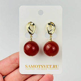 Серьги крупные из Сердолика