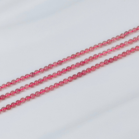 Бусины для украшений из Клубничного кварца (78 бусин), Артикул: 076390 - изображение товара №1