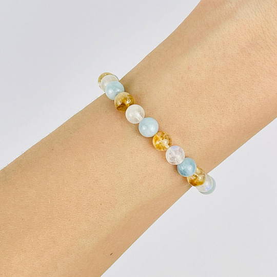 Браслет из Аквамарина, Лунного камня и Цитрина, Артикул: 117971 - изображение товара №1