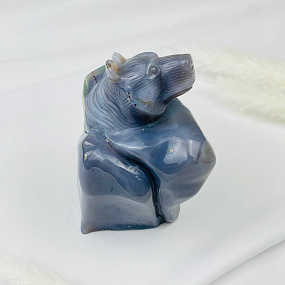 Медведь резной из камня Агат серый с жеодой, Артикул: 071755 - изображение товара №4