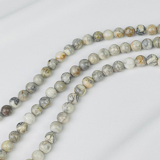 Бусины для украшений из серой Яшмы(Map Jasper) (46 бусин), Артикул: 116473 - изображение товара №1