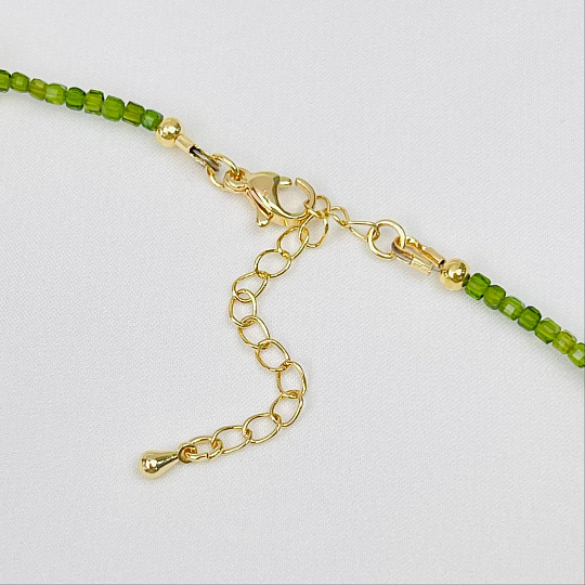 Колье из Хромдиопсида, Турмалина и Пренита, Артикул: 115642 - изображение товара №3