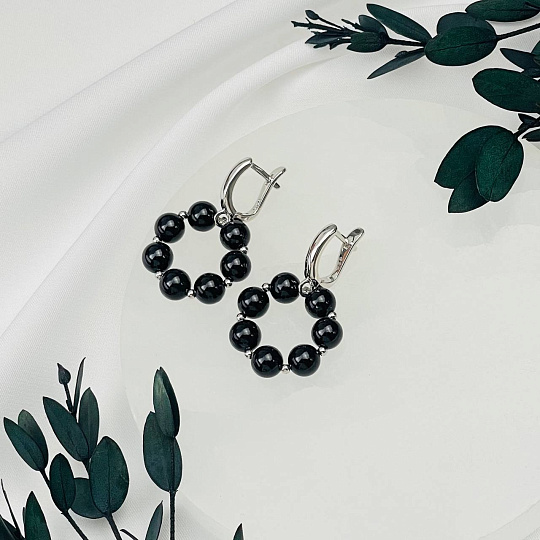 Серьги из черного Турмалина (Шерл), Артикул: 115543 - изображение товара №2