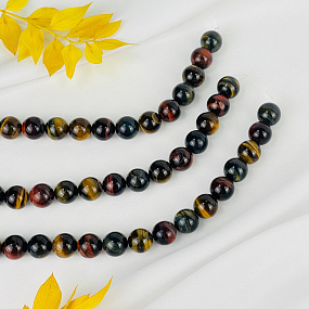 Бусины для украшений из Тигрового, Бычьего и Соколиного глаза (26 бусин)