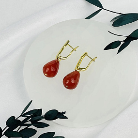 Серьги из Сердолика, Артикул: 118560 - изображение товара №2