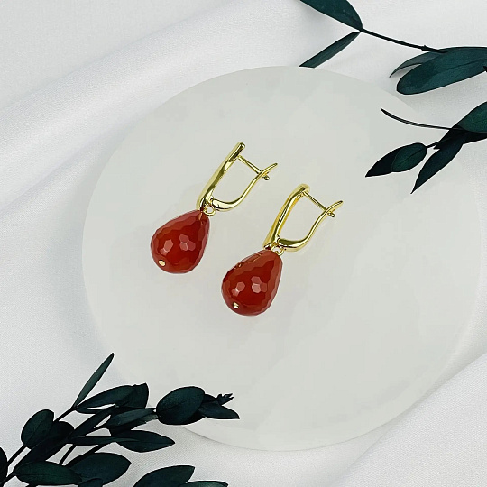 Серьги из Сердолика, Артикул: 118560 - изображение товара №2
