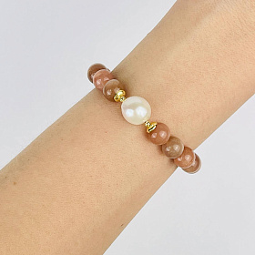 Браслет из Лунного камня и Жемчуга