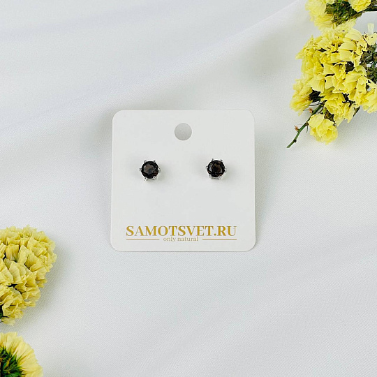 Серьги-пусеты с Раухтопазом, Артикул: 116718 - изображение товара №2