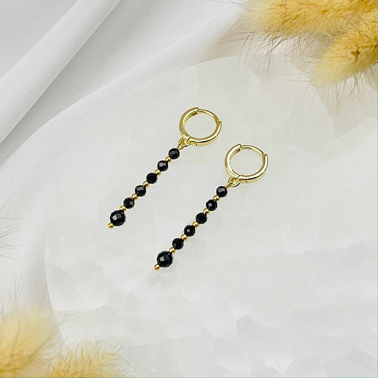 Серьги из черной Шпинели, Артикул: 092756 - изображение товара №2