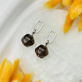 Серьги крупные из Раухтопаза