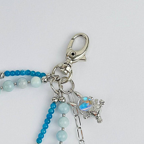 Брелок из Аквамарина, Апатита, Амазонита, Перламутра и Жемчуга, Артикул: 116695 - изображение товара №4