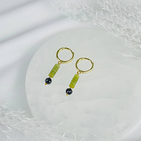 Серьги из Змеевика и Шпинели, Артикул: 117244 - изображение товара №2