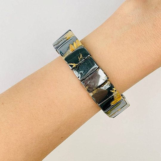 Браслет из Рутилового кварца с включением Титана, Артикул: 115844 - изображение товара №1