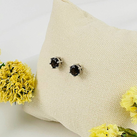 Серьги-пусеты с Раухтопазом, Артикул: 116718 - изображение товара №1