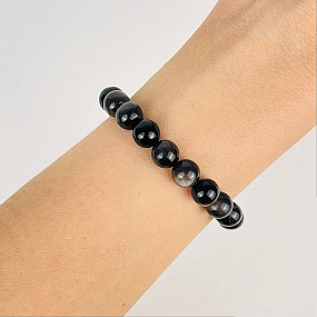 Браслет из серебристого Обсидиана, Артикул: 074305 - изображение товара №1