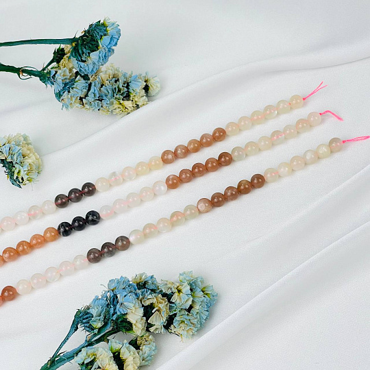 Бусины для украшений из Лунного камня (46 бусин), Артикул: 116433 - изображение товара №1