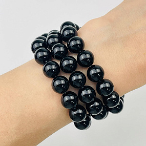 Бусины для украшений из черного Агата (38 бусин), Артикул: 059097 - изображение товара №2