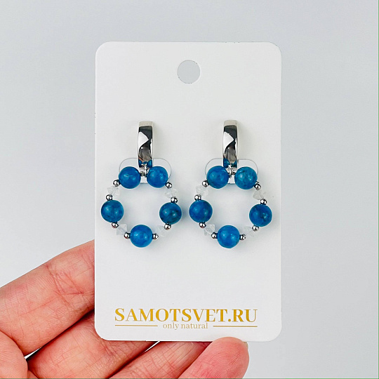 Серьги из Апатита и Лунного камня, Артикул: 117180 - изображение товара №2