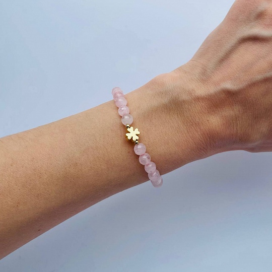 Браслет "Клевер" из Розового кварца огранка, Артикул: 099337 - изображение товара №3