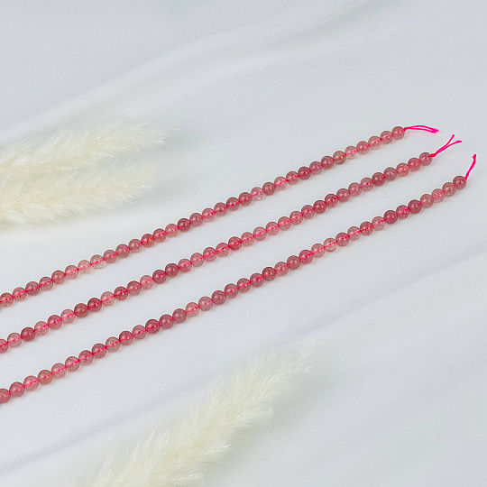 Бусины для украшений из Клубничного кварца (62 бусины), Артикул: 081347 - изображение товара №3