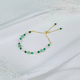 Браслет (Анахата) регулируемый из Малахита, Розового кварца и Авантюрина