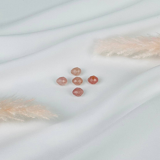 Бусины для украшений из Клубничного кварца (5 шт), Артикул: 116788 - изображение товара №1