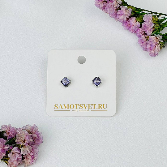 Серьги-пусеты с Аметистом, Артикул: 109481 - изображение товара №2