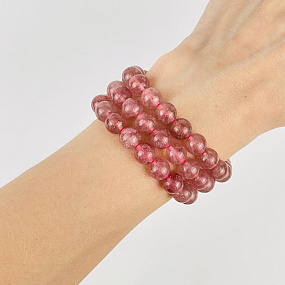 Бусины для украшений из Клубничного кварца (46 бусин), Артикул: 085490 - изображение товара №2