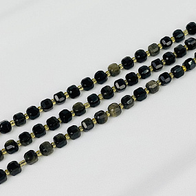 Бусины для украшений из золотистого Обсидиана, Артикул: 069345 - изображение товара №1