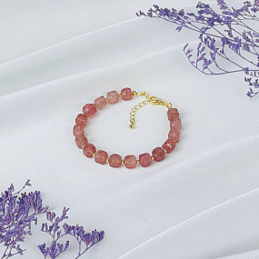 Браслет из Клубничного кварца, Артикул: 118417 - изображение товара №2