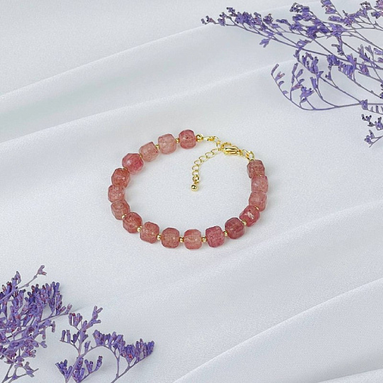 Браслет из Клубничного кварца, Артикул: 118417 - изображение товара №2