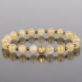 Браслет Рутиловый кварц "Волосатик", Пирит со вставкой 