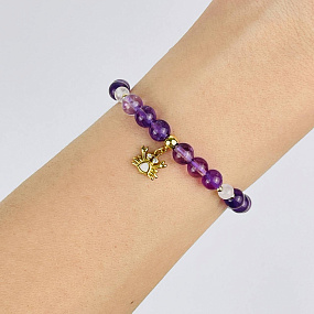 Браслет из детский из Аметиста и Лунного камня с подвеской, Артикул: 118130 - изображение товара №1