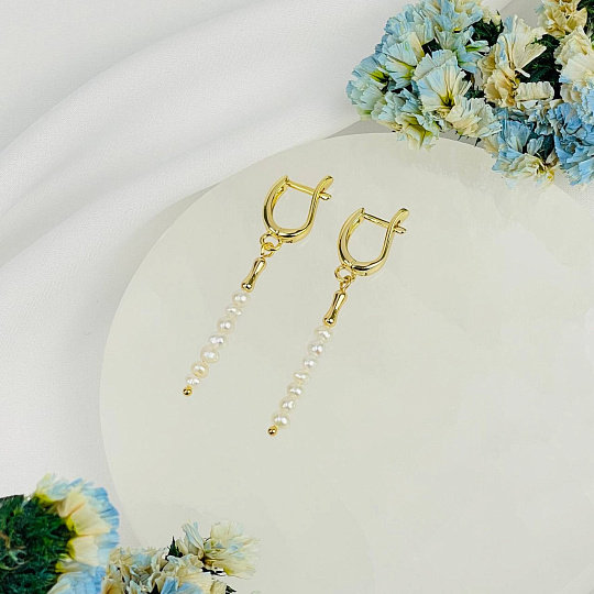 Серьги длинные из Жемчуга, Артикул: 116864 - изображение товара №2