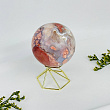 Шар из розового цветочного Агата на подставке