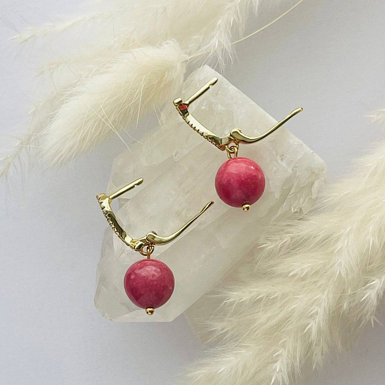 Серьги из Родонита, Артикул: 102280 - изображение товара №3