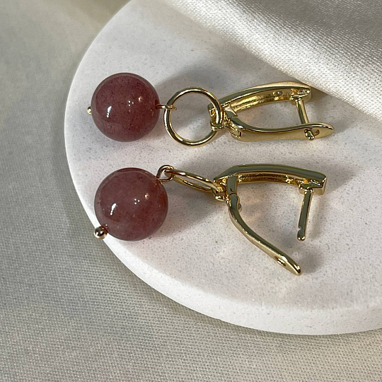 Серьги из Клубничного кварца, Артикул: 097693 - изображение товара №2