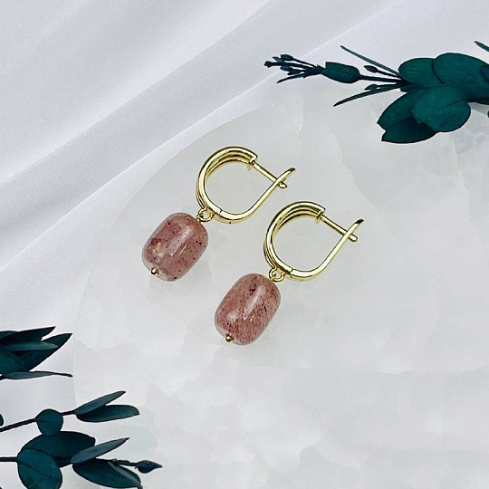 Серьги из Клубничного кварца, Артикул: 113748 - изображение товара №2