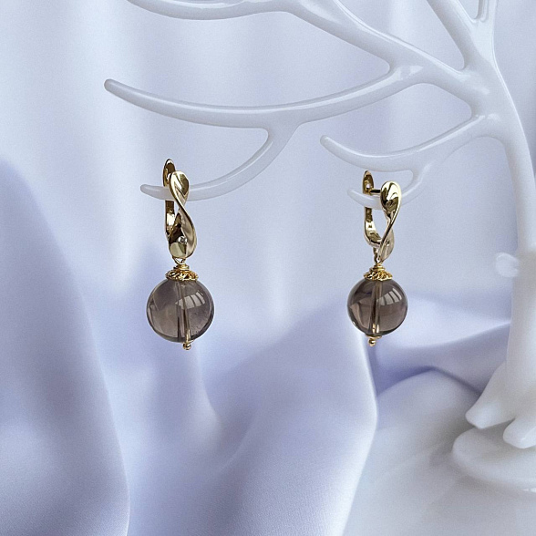 Серьги крупные из Раухтопаза