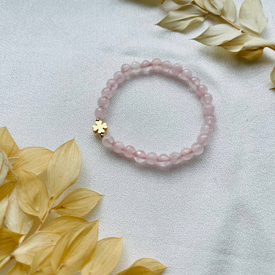 Браслет "Клевер" из Розового кварца огранка, Артикул: 099337 - изображение товара №4