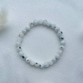 Браслет из Лунного камня с включением черного Турмалина