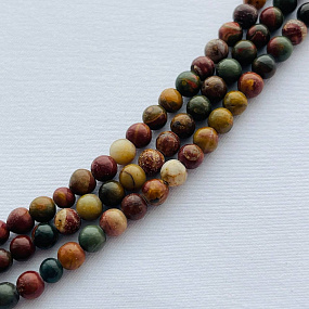 Бусины для украшений из Яшмы "Пикассо" (82 бусины)