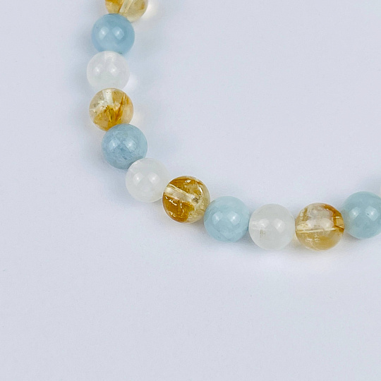 Браслет из Аквамарина, Лунного камня и Цитрина, Артикул: 117971 - изображение товара №3