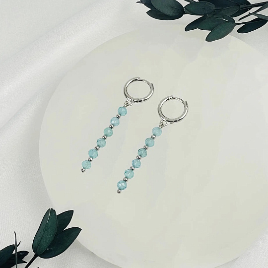 Серьги длинные из голубого Апатита, Артикул: 118565 - изображение товара №2