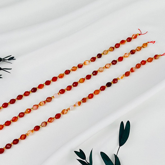 Бусины для украшений из Сардоникса (38 бусин), Артикул: 075286 - изображение товара №1