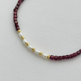 Браслет из Граната и Жемчуга, Артикул: 100542 - изображение товара №2