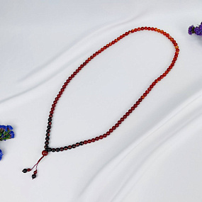 Четки буддийские (Мала) из Сардоникса, Сердолика и Бычьего глаза (108 бусин)