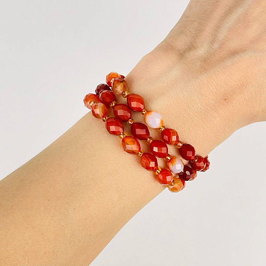 Бусины для украшений из Сардоникса (38 бусин), Артикул: 075286 - изображение товара №2