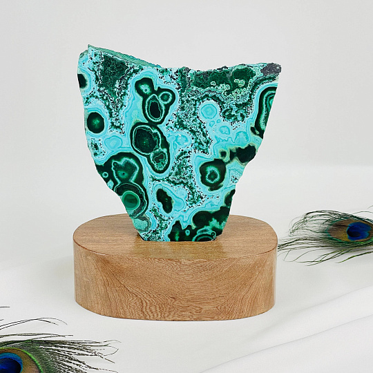 Срез Хризоколлы в Малахите на подставке, Артикул: 116135 - изображение товара №1